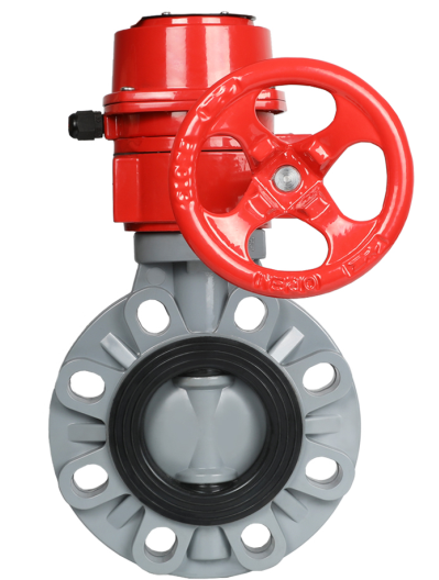 Elektrische Absperrklappe aus PVC-C/PVC-U