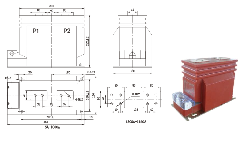 Transformateur de courant de type LZZBJ9-10C2G