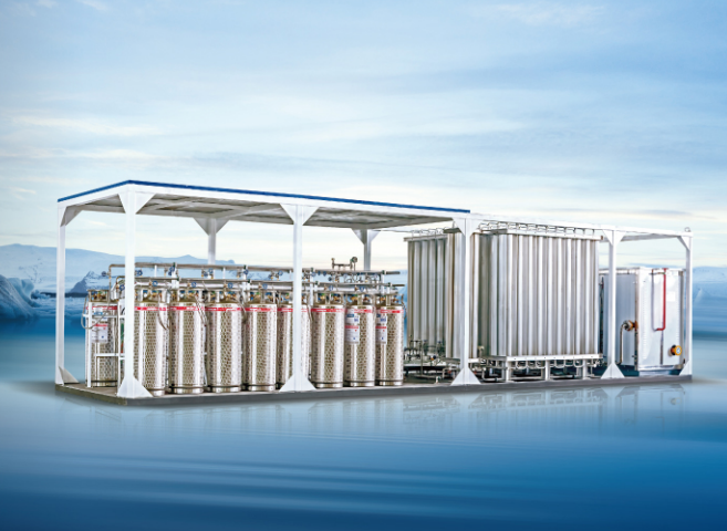 Pequena estação integrada de abastecimento de gás de baixa temperatura de GNL de forma de grupo de garrafas