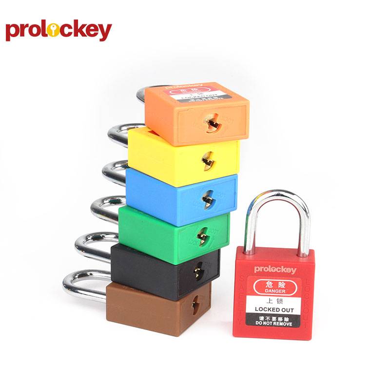 PROLOCKEY/洛科 迷你工程安全钢梁挂锁 PS25S 红色 不同花(KD) 锁体宽度32mm 锁钩净高25mm 钢制锁梁+尼龙锁壳 含钥匙×2 1把