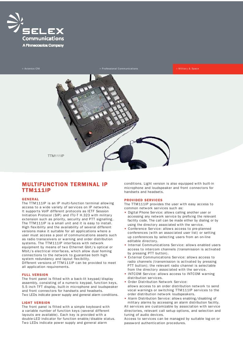 Switching / Routing: Multifunctional Terminal IP - TTM111IP