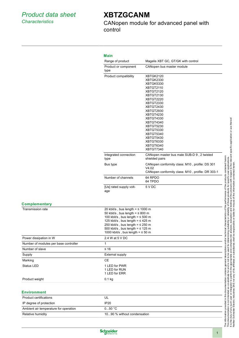 CANopen module XBTZGCANM