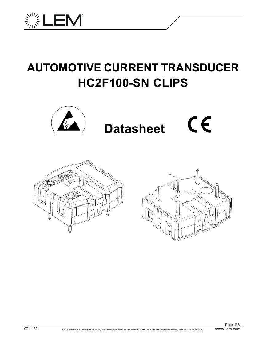 Current Sense : CURRENT SENSOR 100A UNIPOLAR : HC2F100-SN-ND : Transformers