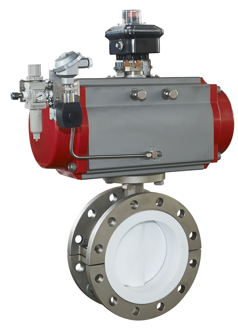 Pneumatische Drosselklappe mit PTFE-Auskleidung