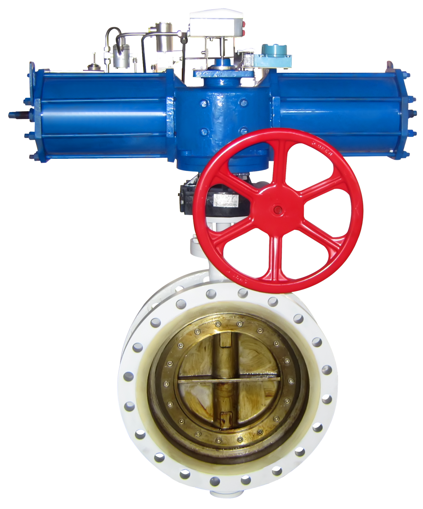 Válvula de borboleta com três excentricidades pneumática(com volante)