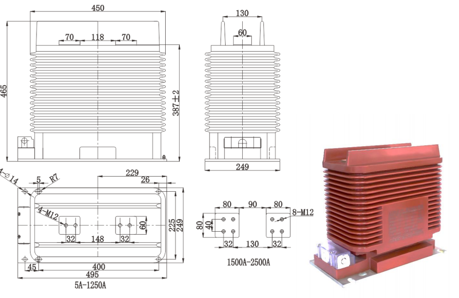 Transformador de Corrente Tipo LZZB9-24/250b/4