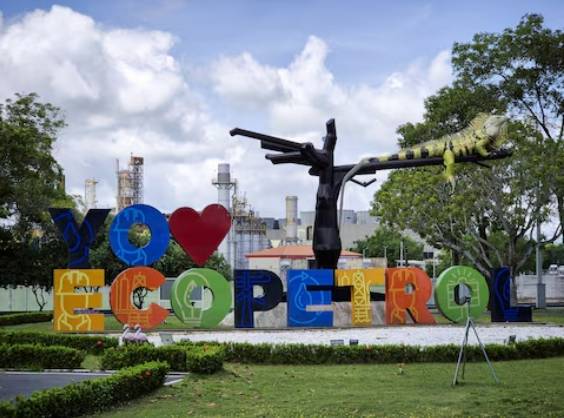 The logo of Ecopetrol is displayed in an Ecopetrol oil field in Barrancabermeja, Colombia October 11, 2024.