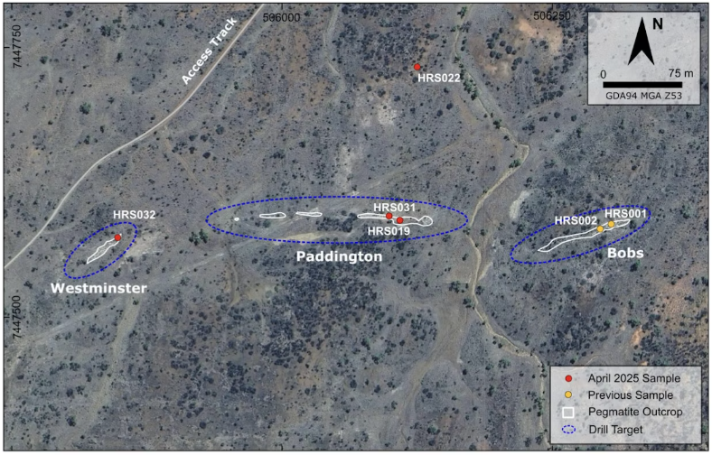 威斯敏斯特、帕丁顿和鲍勃钻探目标区域的位置