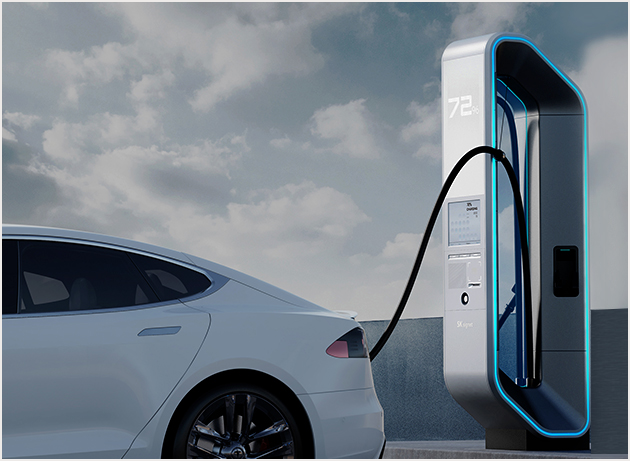 充电桩上的电动汽车(由 SK Signet 提供)