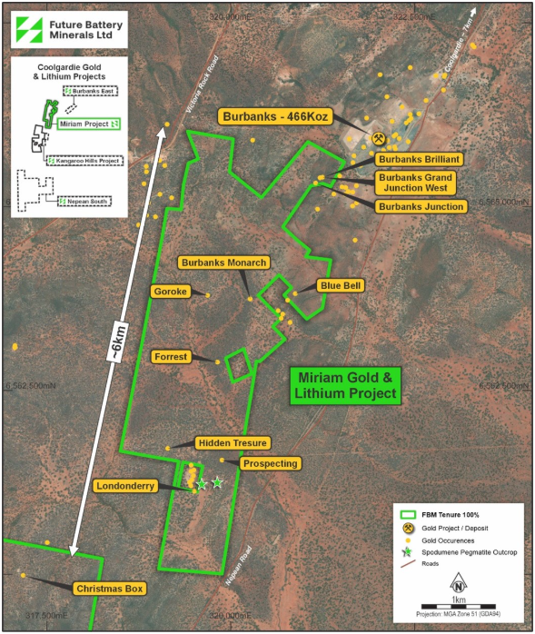 Coolgardie 黄金和锂项目视图