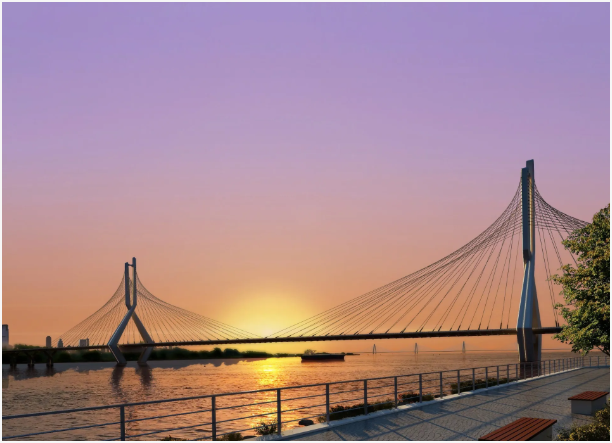 河内市人民委员会批准的 Tu Lien 大桥透视图。