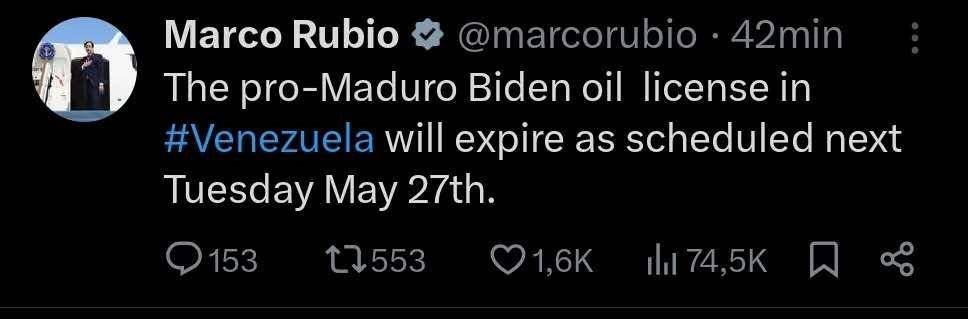 鲁比奥个人社交账号截图