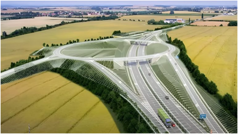 该公司将修建一条长12.6公里、四车道的公路绕行线,其中包括23座桥梁和6座立交桥。图片来源:斯堪斯卡公司。