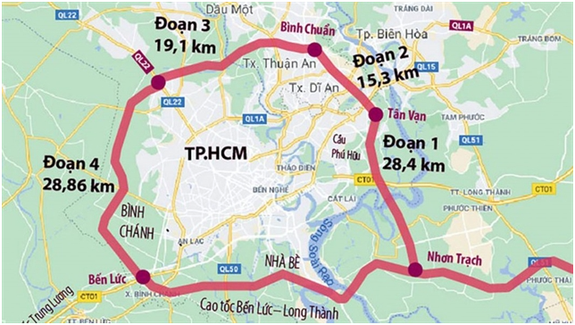 地图显示了连接胡志明市及其周边地区的3号环路的位置。——越通社/越通社照片