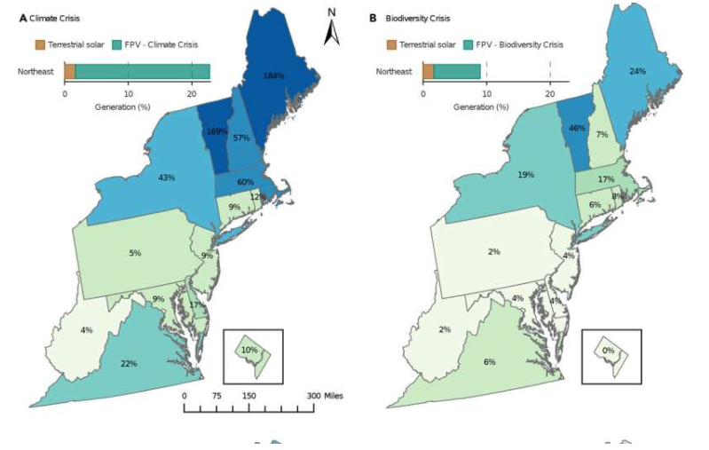 美国东北部浮动光伏发电潜力。图片来源:Cell Reports Sustainability(2025)