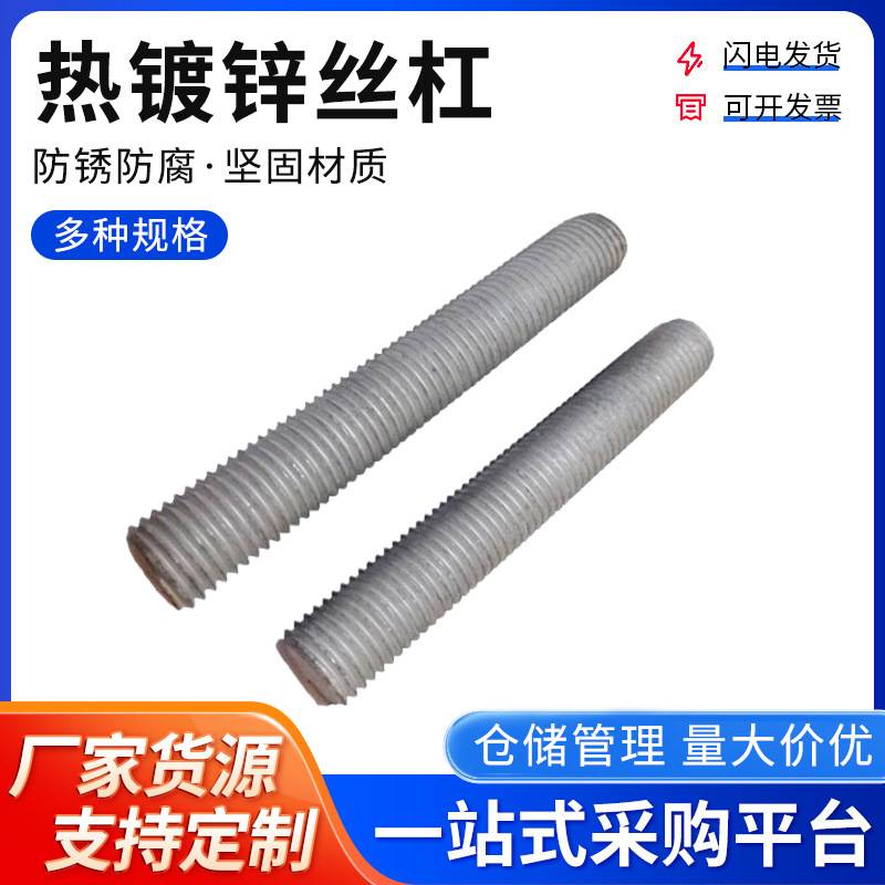 热镀锌丝杠 全螺纹全螺柱热浸锌牙条1米3米M8M10M12通丝螺杆厂家