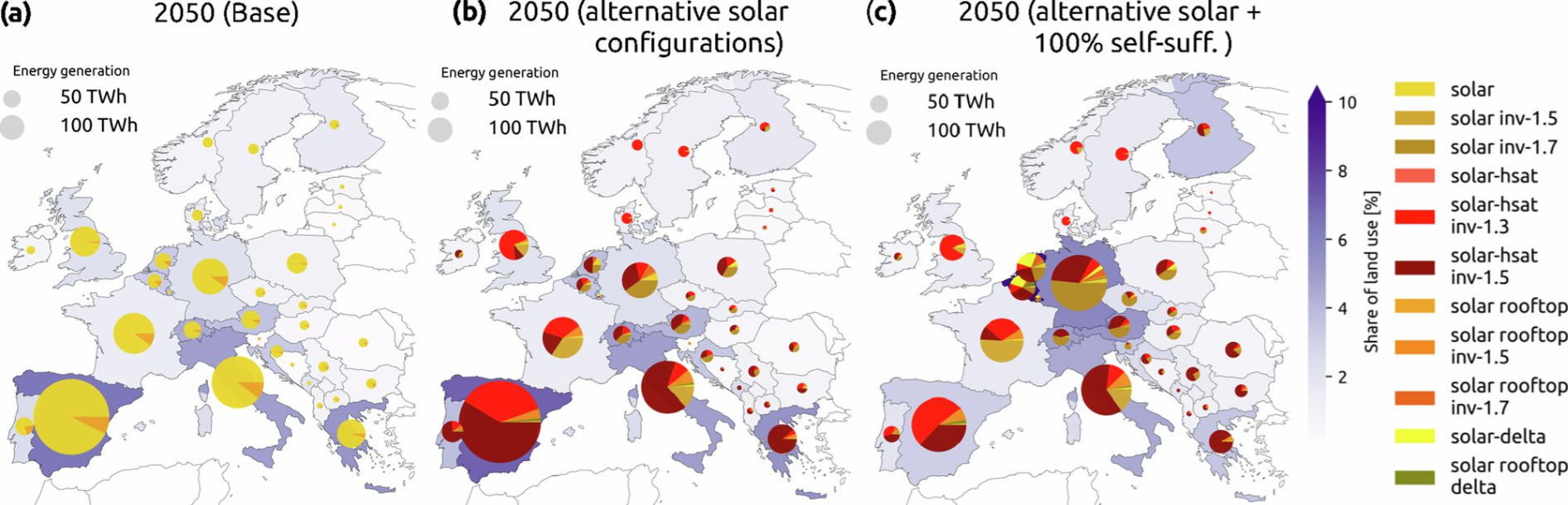 太阳能光伏的空间分布。图片来源：《自然通讯》（2025）