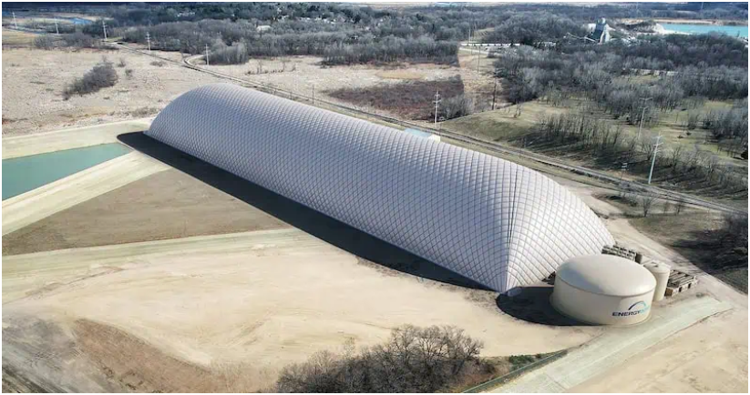 二氧化碳电池效果图&mdash;&mdash;哥伦比亚储能项目。（图片由 Energy Dome 提供）