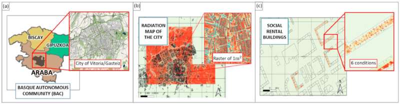 维多利亚/加斯泰兹屋顶入射辐射计算。图片来源:建筑与环境(2025)