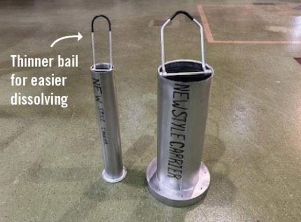 新型HFIR乏燃料运输容器的提环比之前使用的提环更薄,由更易溶解的合金制成。(图片:美国能源部)