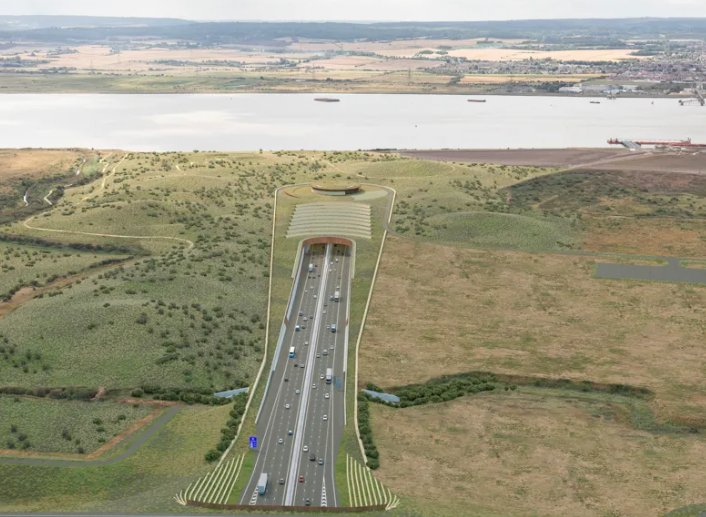 隧道将位于肯特郡格雷夫森德以东和埃塞克斯郡东蒂尔伯里以西