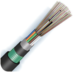 Bündelader-Glasfaserkabel GYTY53 mit doppeltem Mantel und verdrillter Verlegung (2–432 Adern)