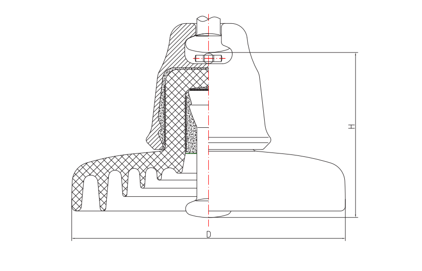 Фарфоровый подвесной изолятор переменного тока, устойчивый к загрязнению с головкой столба (тип колокола①)