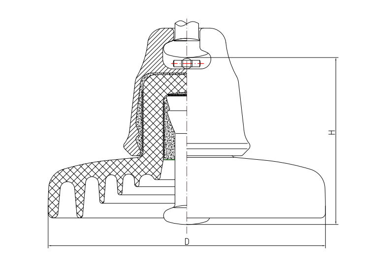 Фарфоровый подвесной изолятор переменного тока, устойчивый к загрязнению с головкой столба (тип колокола②)