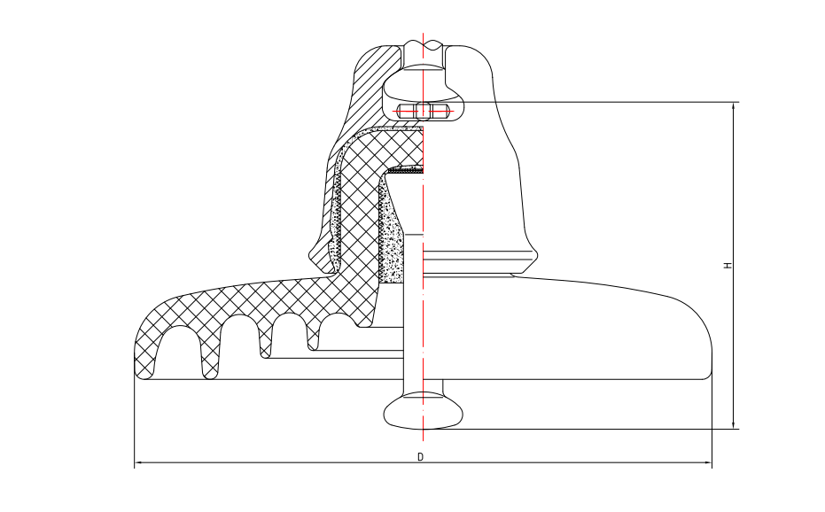 Фарфоровый подвесной дисковый изолятор переменного тока с головкой столба (стандартный)