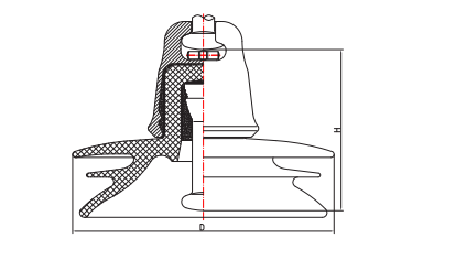 Фарфоровый подвесной изолятор переменного тока, устойчивый к загрязнению с головкой столба (тип с тремя зонтиками②)