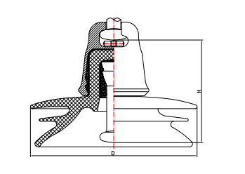 Фарфоровый подвесной изолятор переменного тока, устойчивый к загрязнению с головкой столба (тип с тремя зонтиками③)