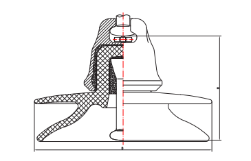 Фарфоровый подвесной изолятор переменного тока, стойкий к загрязнению, с головкой столба (тип двойного зонтика①)