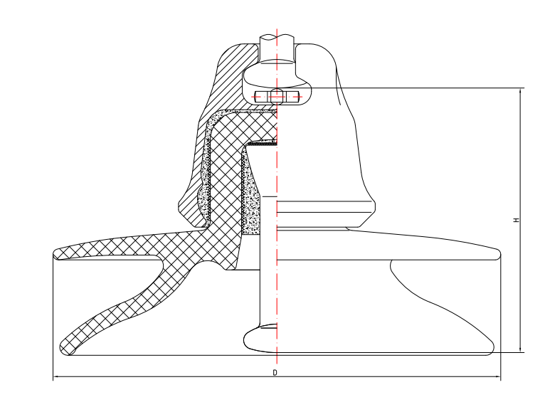 Фарфоровый подвесной изолятор переменного тока, стойкий к загрязнению, с головкой столба (тип двойного зонтика②)