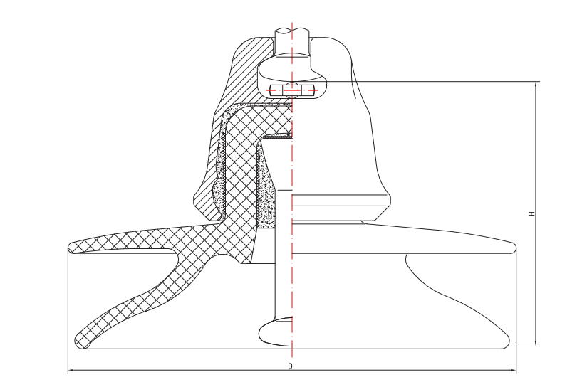 Фарфоровый подвесной изолятор переменного тока, стойкий к загрязнению, с головкой столба (тип двойного зонтика③)