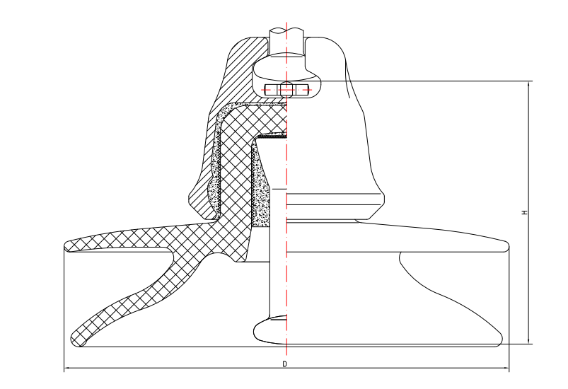Фарфоровый подвесной изолятор переменного тока, стойкий к загрязнению, с головкой столба (тип двойного зонтика④)