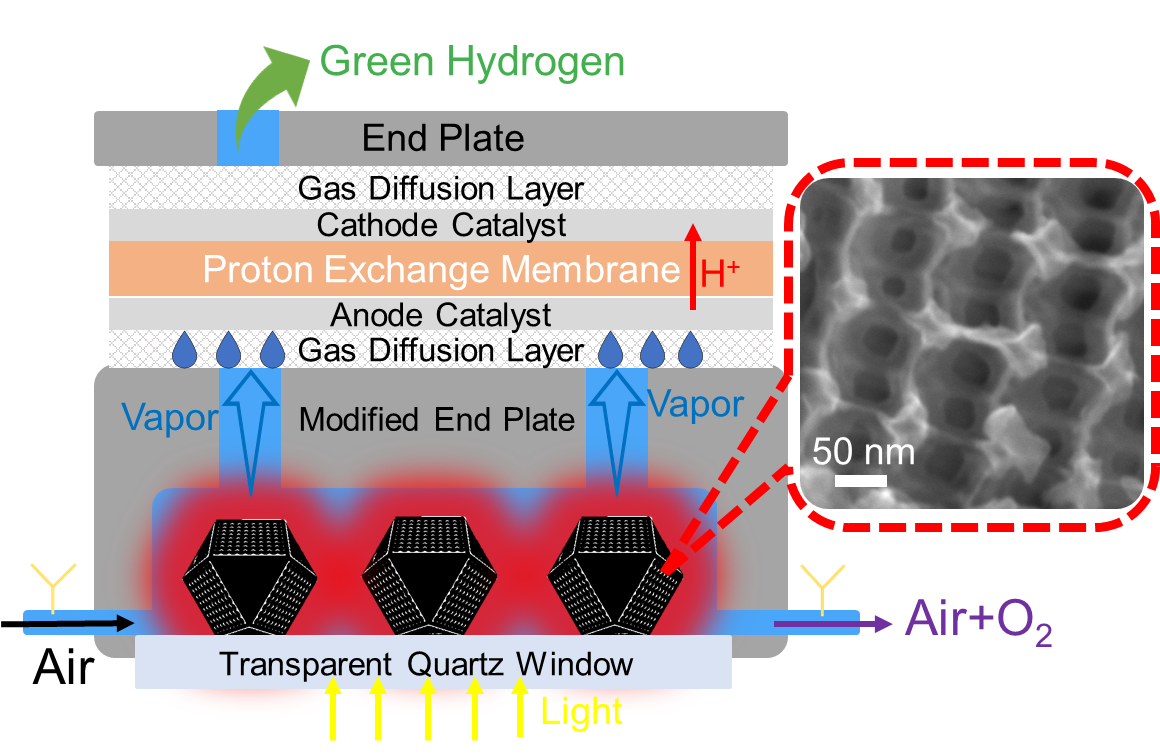 图1. 基于有序多孔碳的空气集水-质子交换膜电解水自驱动系统