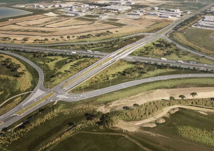 艺术家笔下希尔斯维尔-库维路交汇处南向景观图。图片：维多利亚州政府