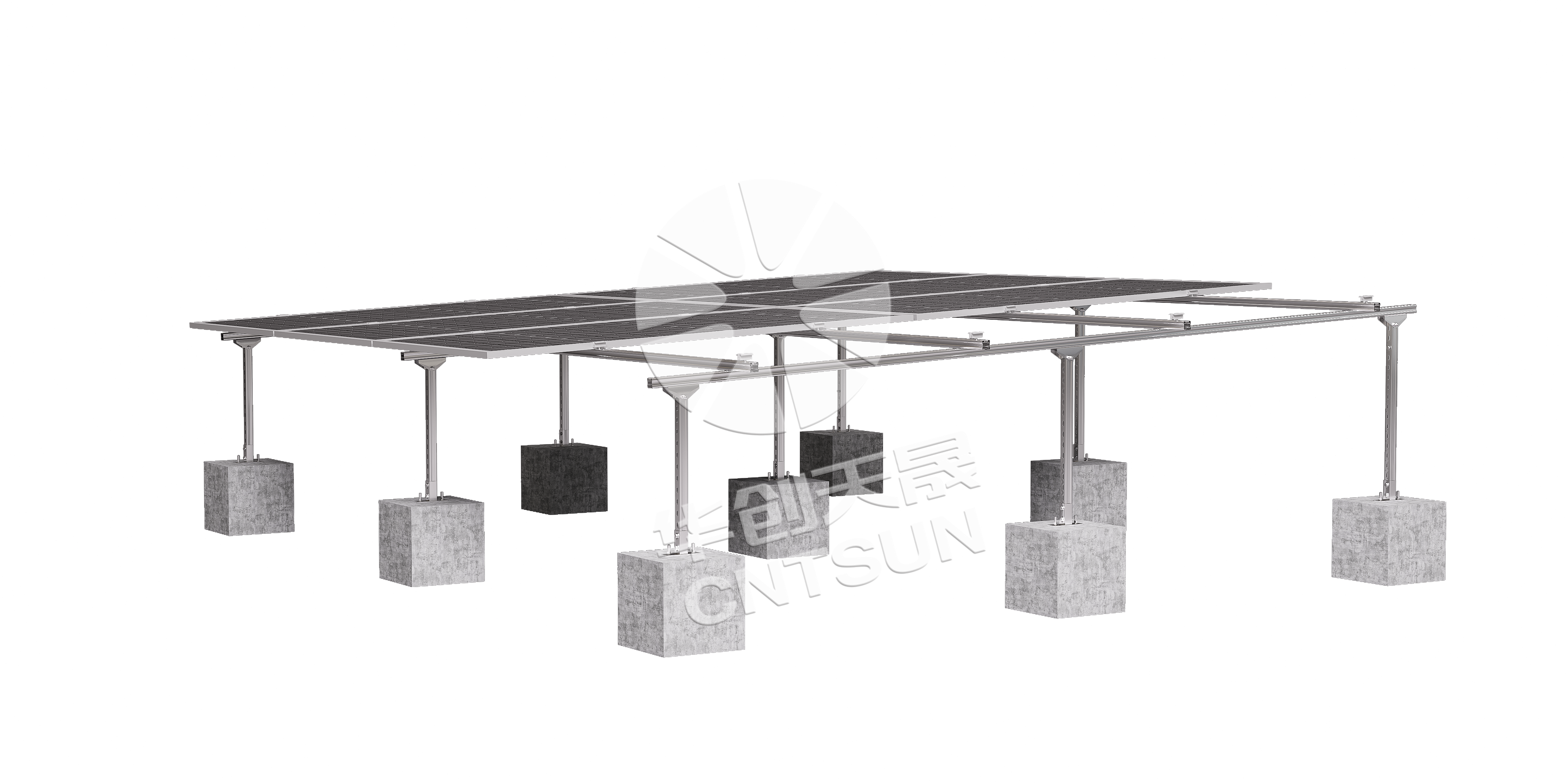 Support photovoltaïque multi-colonnes