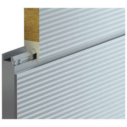 Painel sanduíche metálico para fachada com encaixe em quatro lados (lã de rocha + selagem lateral PIR)