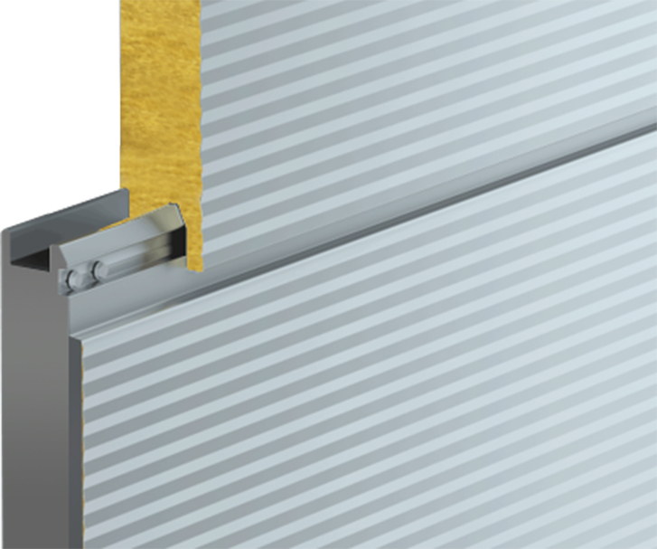 Painel sanduíche metálico para fachada com encaixe em quatro lados (lã de vidro)