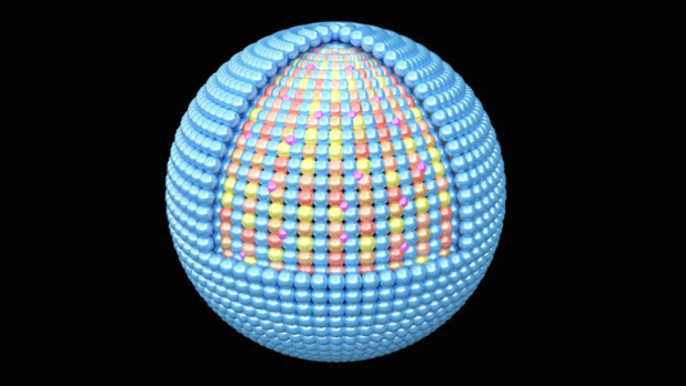 布鲁克海文国家实验室揭示了为何一种以高熵金属间化合物为核心,并由单层铂(Pt)外壳包裹的催化剂有望应用于重型车辆的燃料电池。 图片来源:布鲁克海文国家实验室