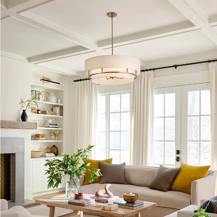 Suspension à abat-jour en tissu