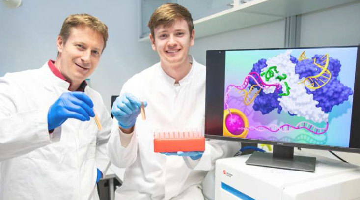 三把基因剪刀正在为研究而磨砺：分子生物学家Reto Eggenschwiler博士(左)和研究助理Mika Opitz。