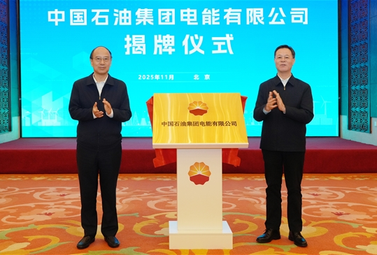 戴厚良、周心怀为中油电能公司揭牌。