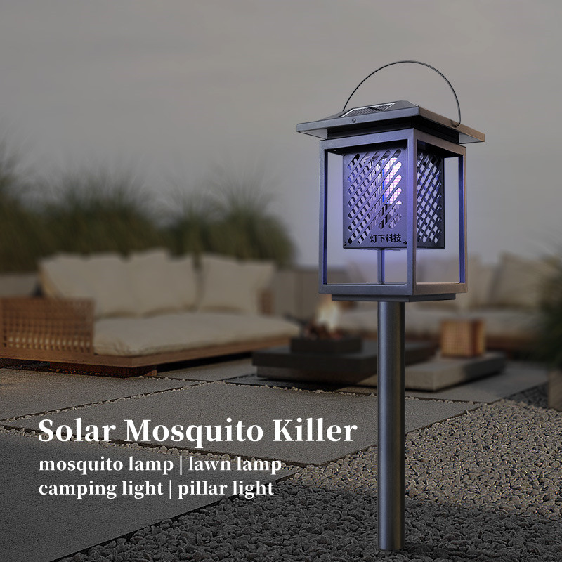 Dengx Brand 3 in 1 Strong Metal Body LED UVA Solar Mosquito Killer Lamp for Garden Pest Control