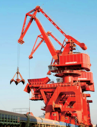 Grúa Pórtico Pedestal con Tolva