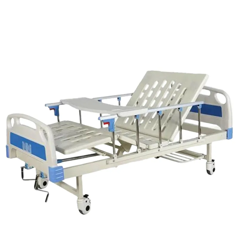 Cama médica manual de dos funciones, cama de enfermería hospitalaria, tablero de ABS