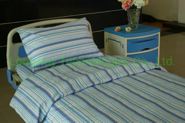 Juego de sábanas de hospital de rayas azul y blanco de algodón puro