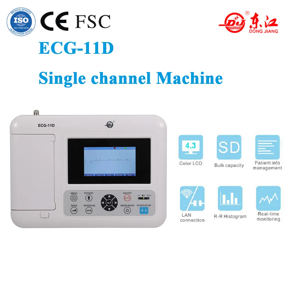Máquina de ECG de Canal Único ECG-11d Electrocardiógrafo Digital Hospitalario