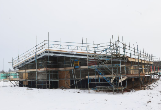 The South Thorpe Community Centre under construction.